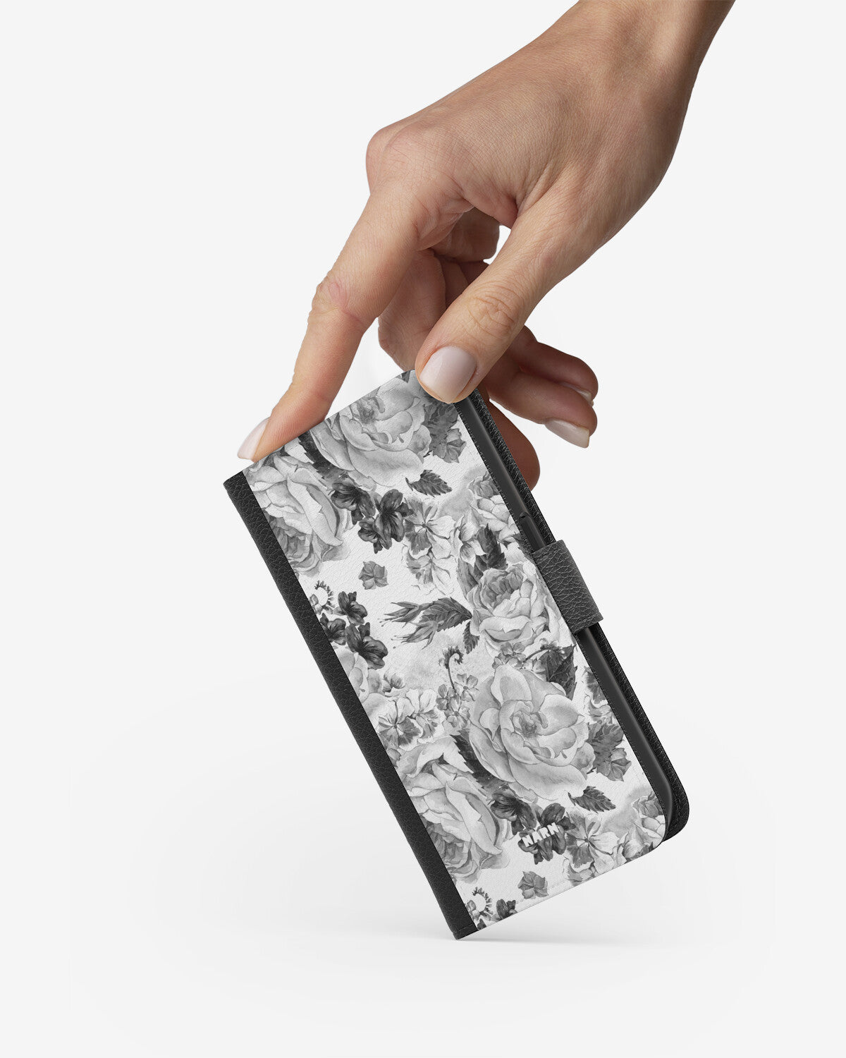 Huawei Y6 2019 Wallet Case - Black & White Bloom - View 2