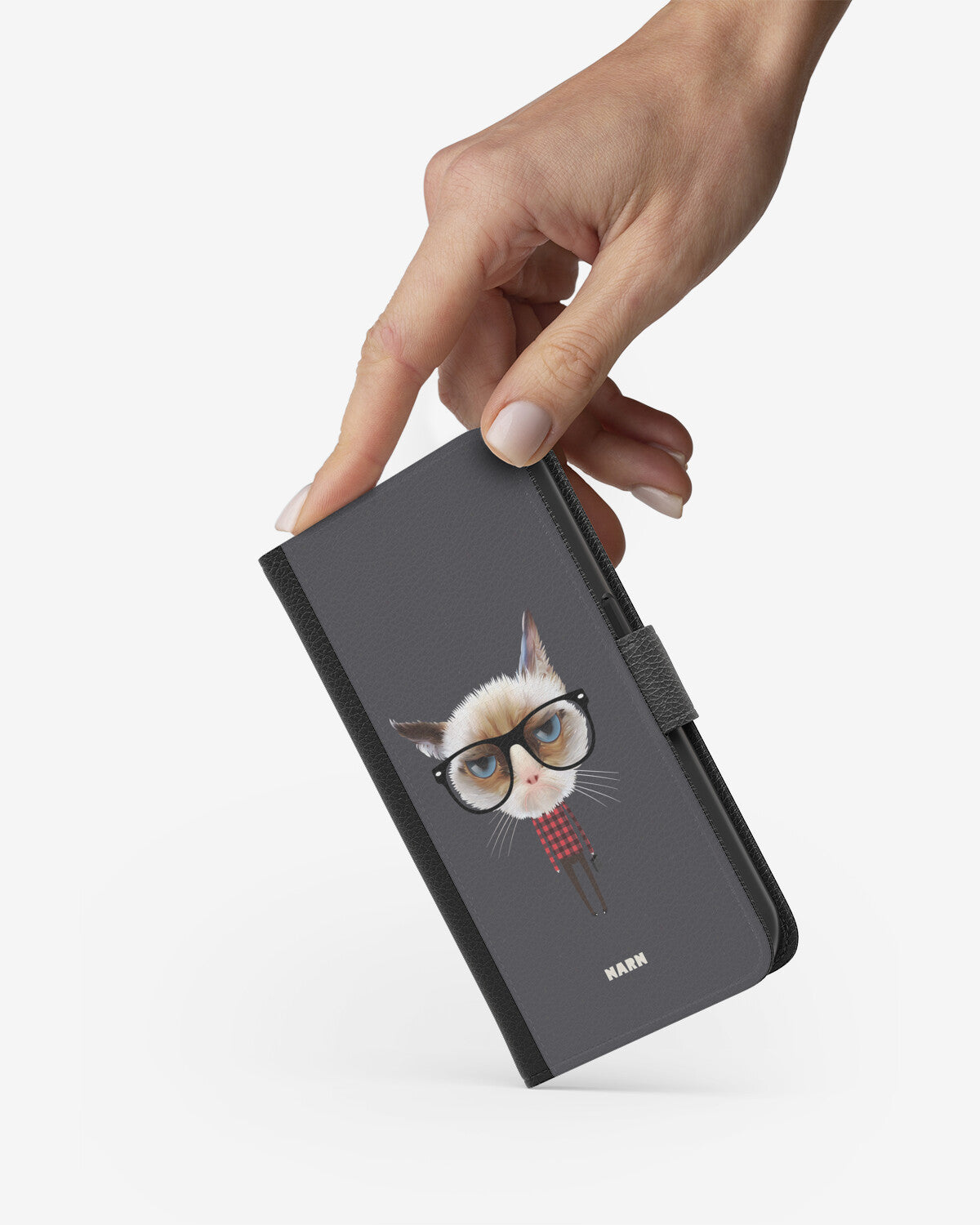 Huawei Y6 2019 Wallet Case - Hipster Cat - View 2