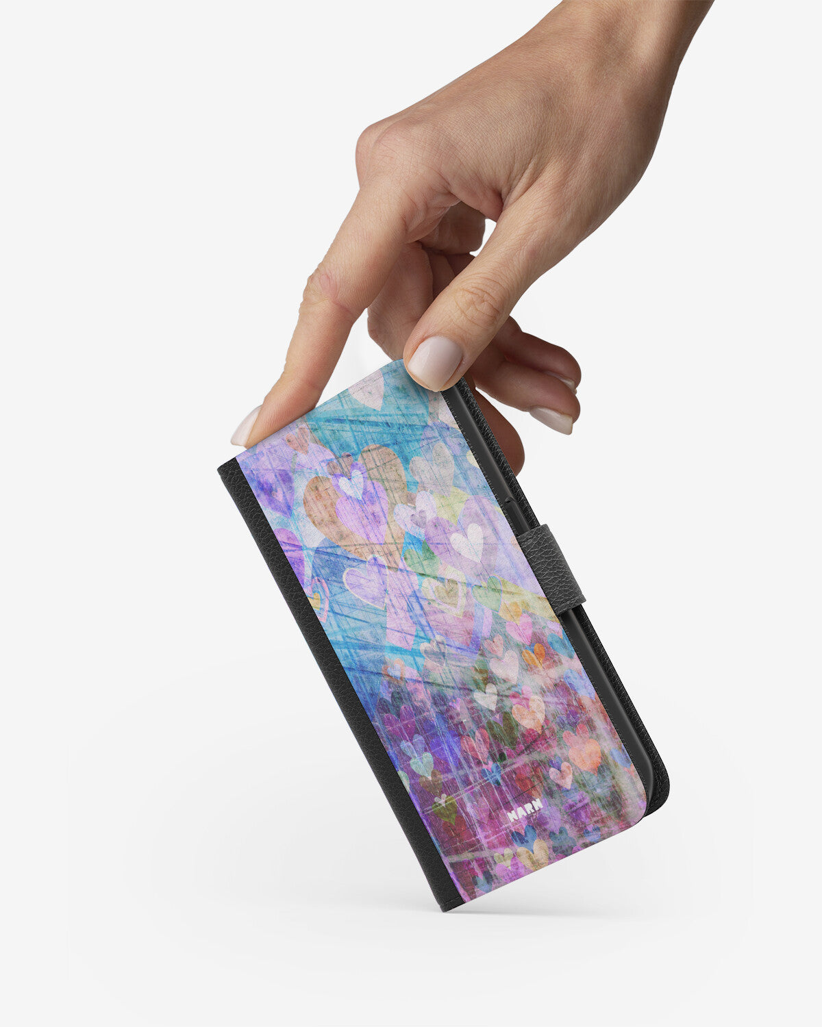 Huawei Y6 2019 Wallet Case - Purple Hearts - View 2