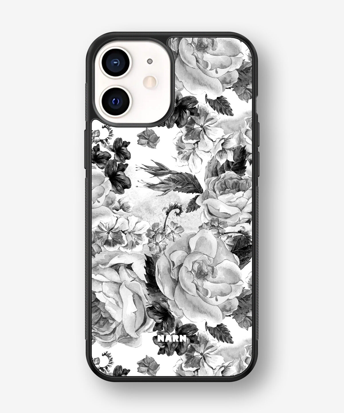 iPhone 12 Mini Hard Case – Black & White Bloom - View 1