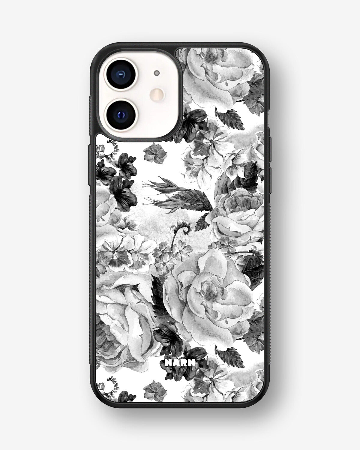 iPhone 12 Mini Hard Case – Black & White Bloom - View 1