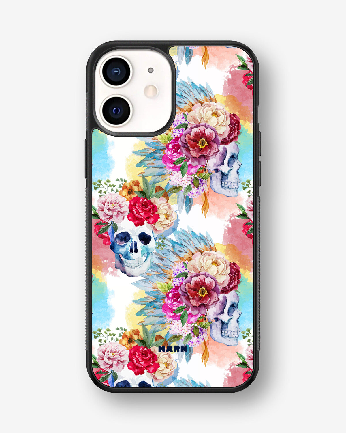 iPhone 12 Mini Hard Case – Flowered Skulls - View 1