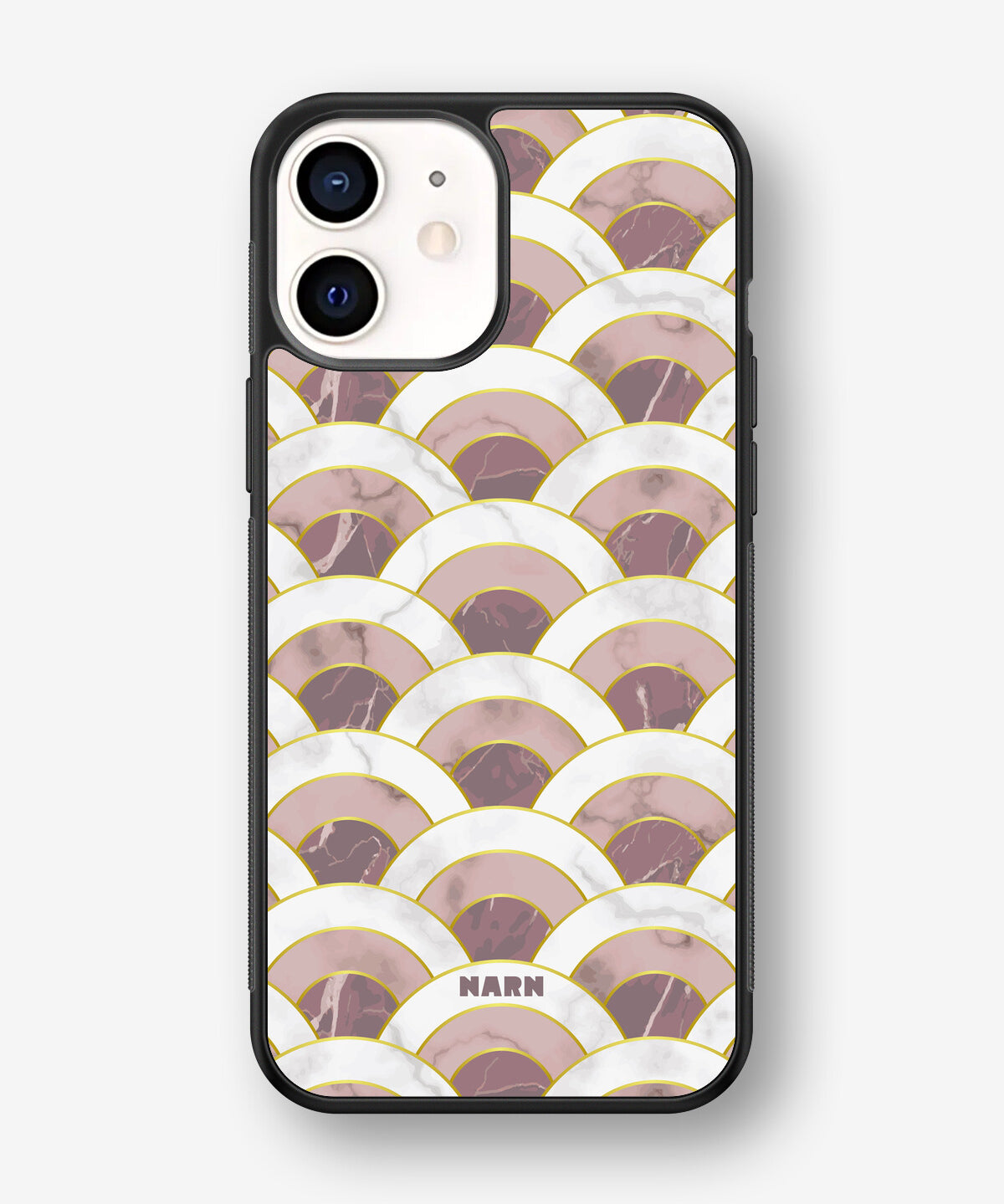 iPhone 12 Mini Hard Case – Pink Marble Waves - View 1