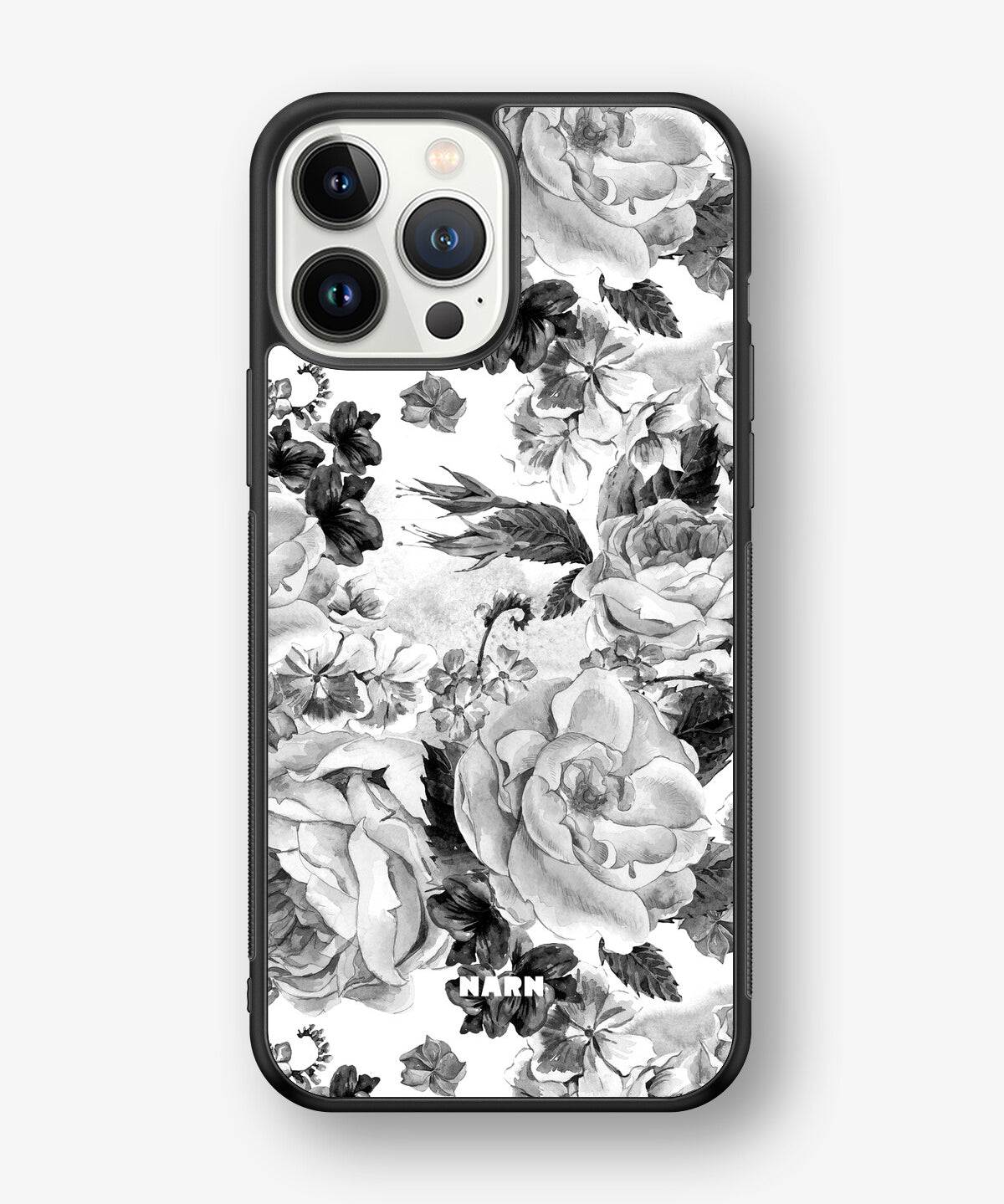 iPhone 13 Pro Max Hard Case – Black & White Bloom - View 1