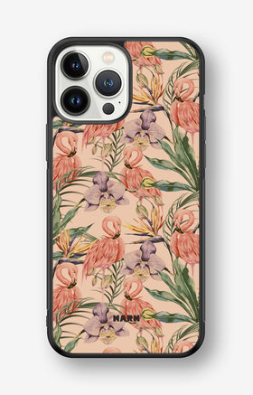 iPhone 13 Pro Max Hard Case – Flamingos & Flowers - View 1
