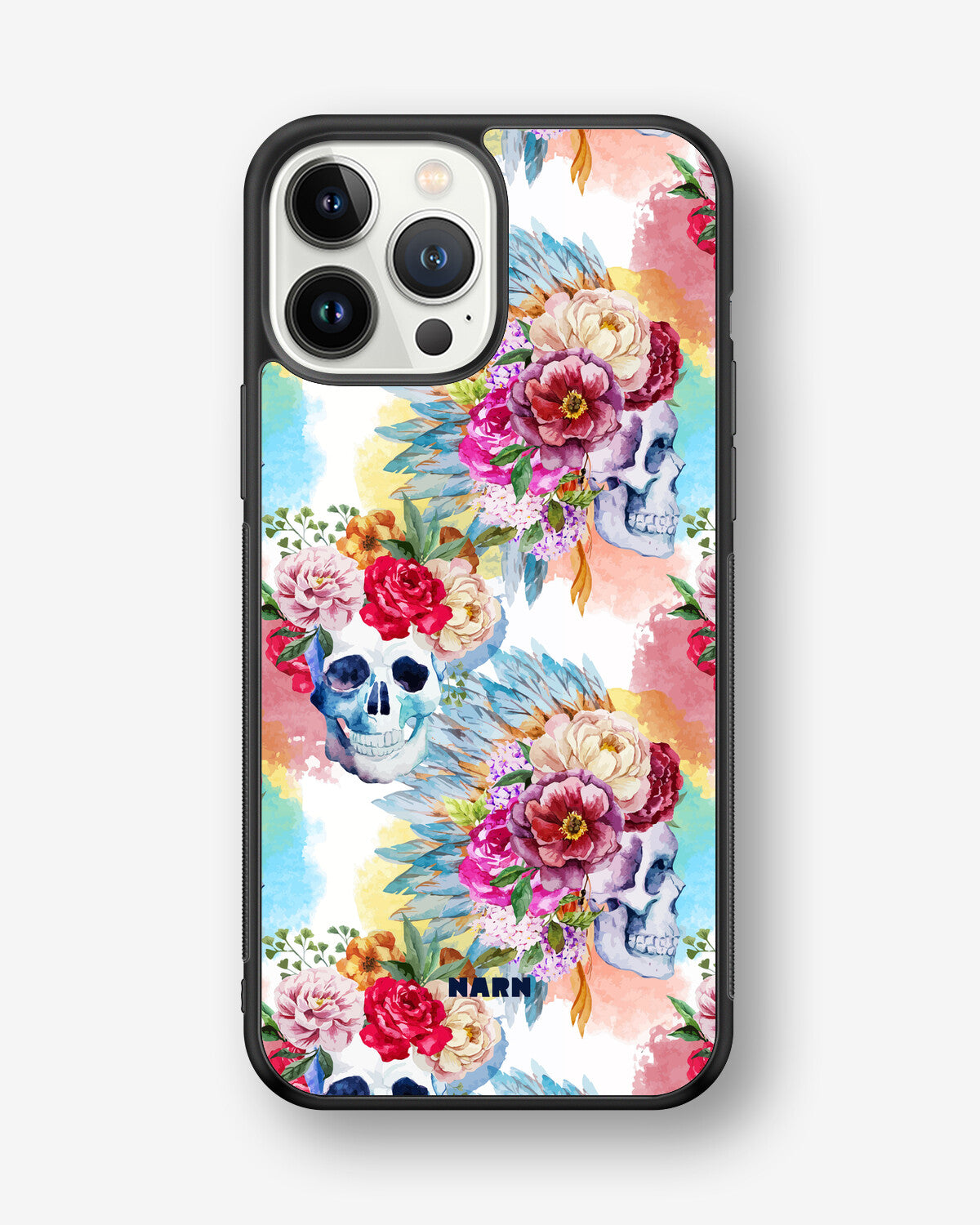 iPhone 13 Pro Max Hard Case – Flowered Skulls - View 1