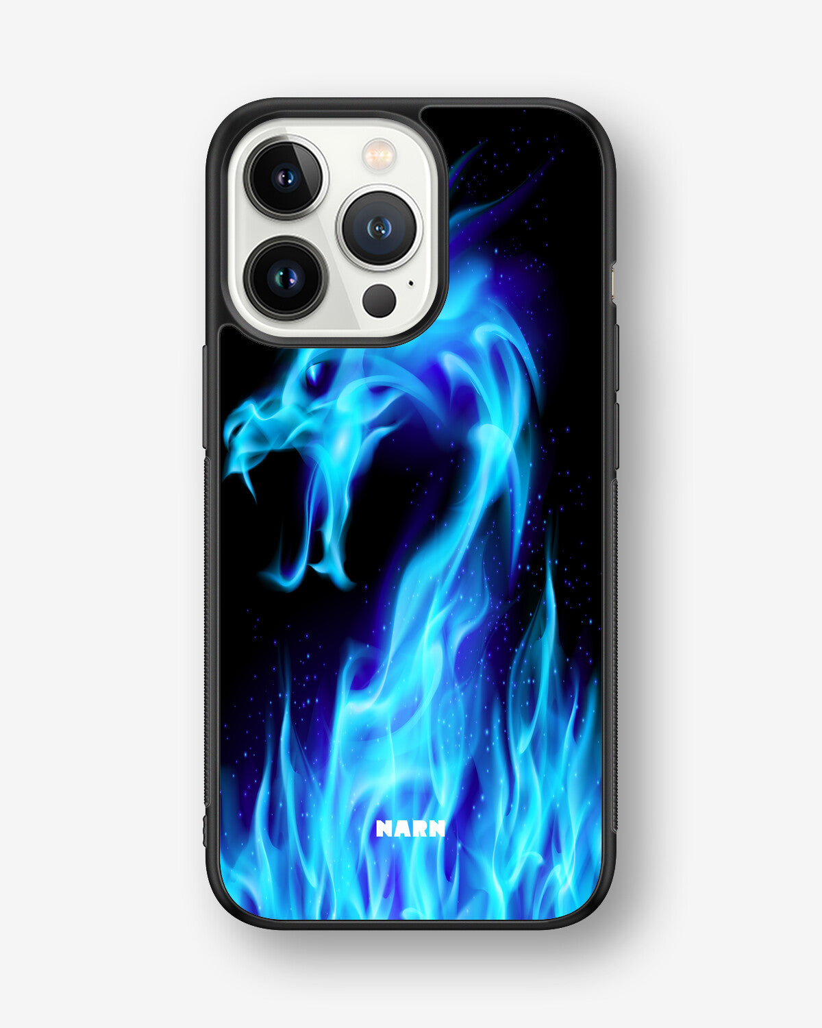 iPhone 13 Pro Hard Case – Blue Flames Dragon - View 1