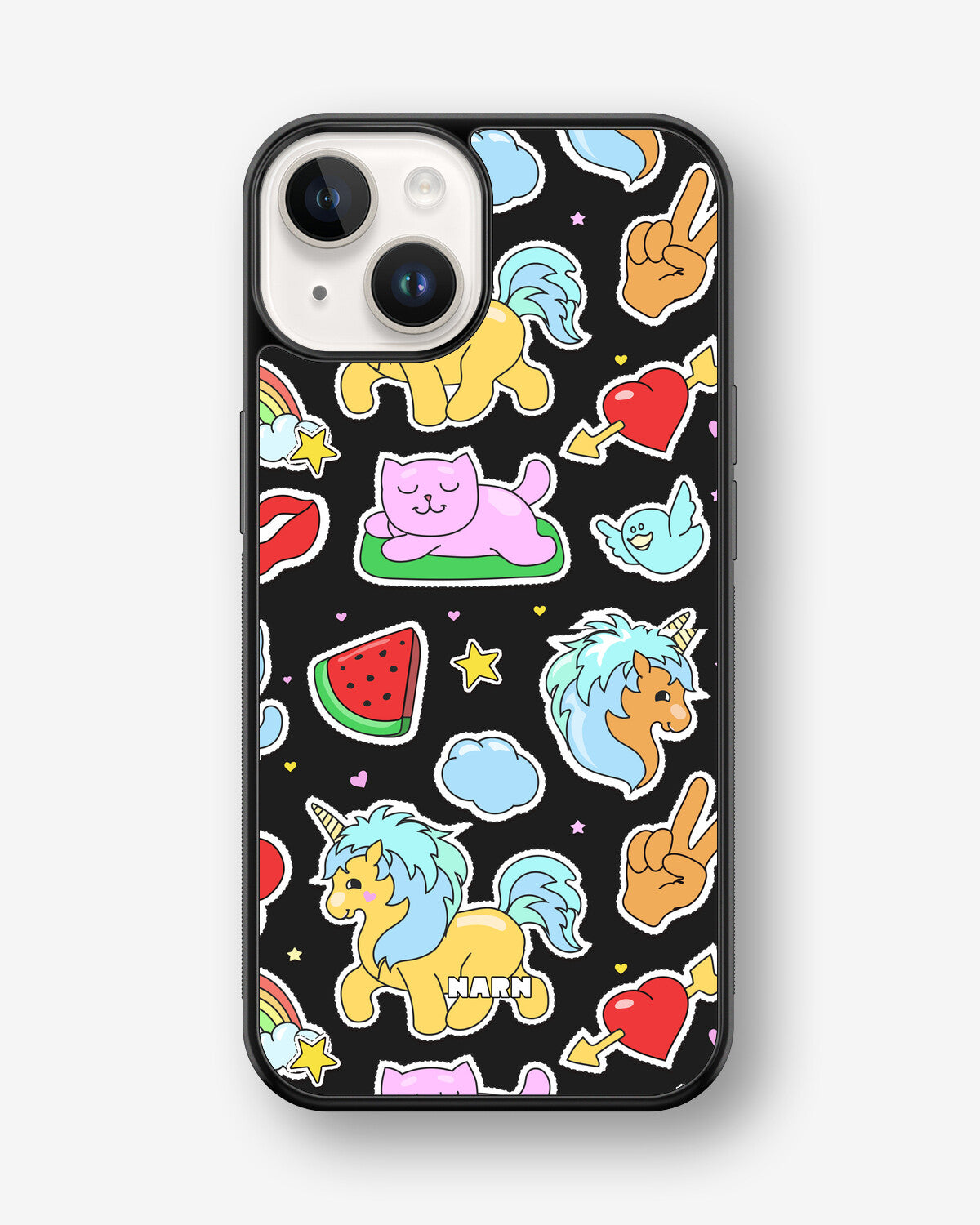 iPhone 14 Plus Hard Case – Cute Stickers - View 1