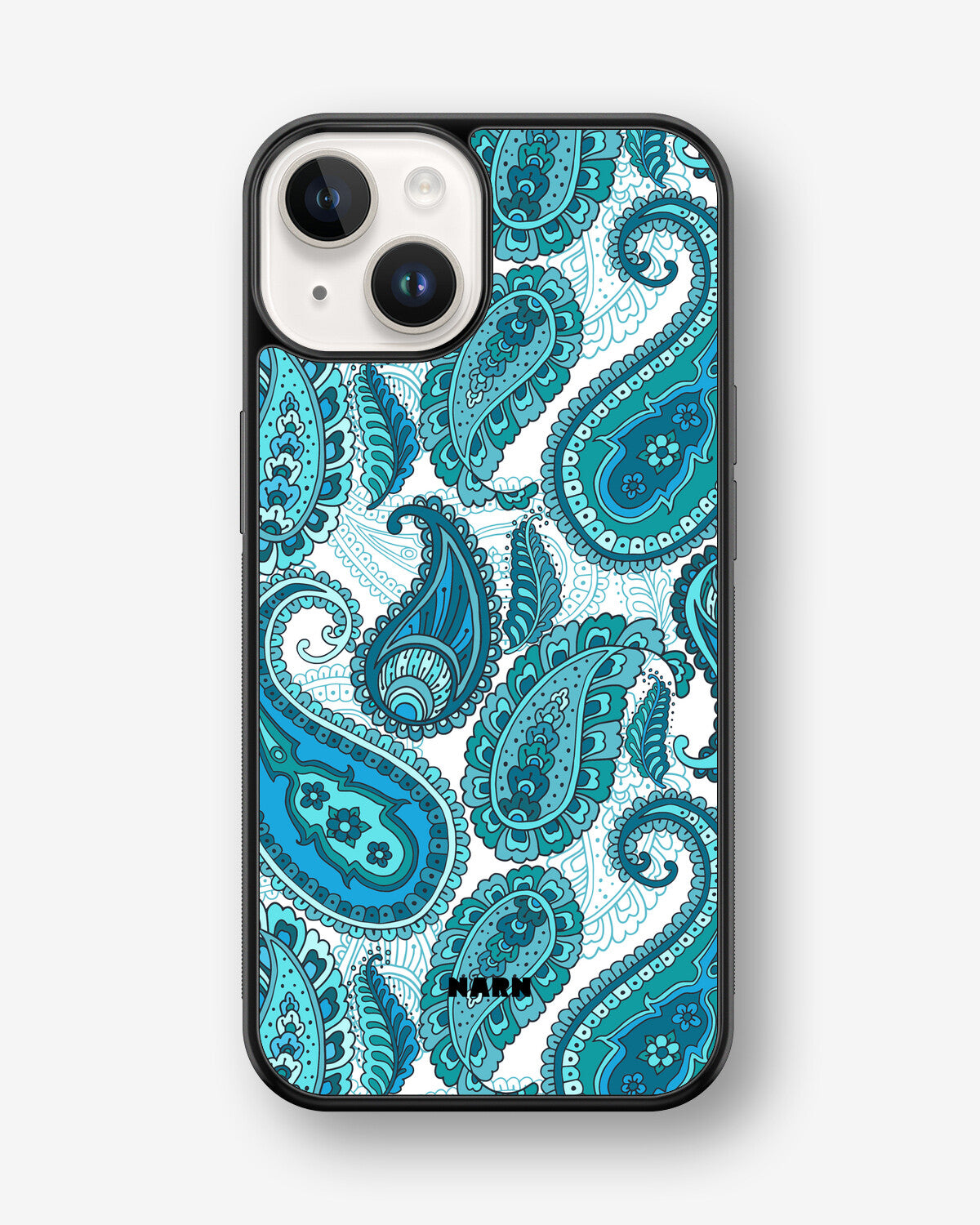 iPhone 14 Plus Hard Case – Turquoise Paisley - View 1