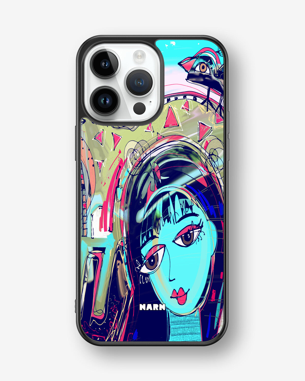 iPhone 14 Pro Max Hard Case – Abstract Cat - View 1