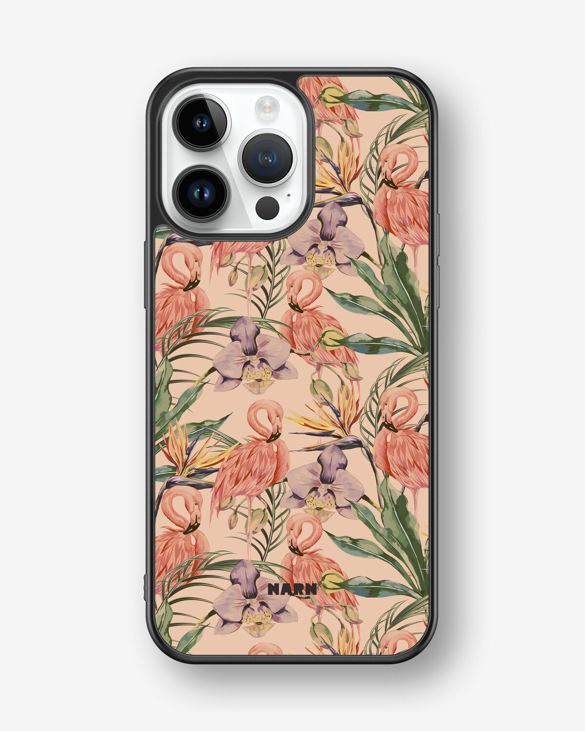 iPhone 14 Pro Max Hard Case – Flamingos & Flowers - View 1