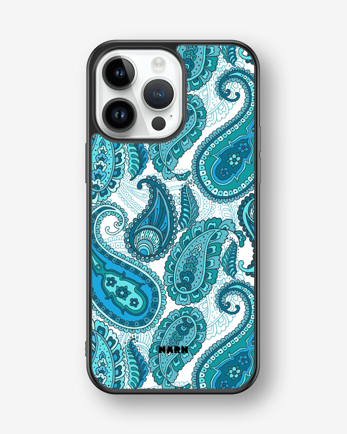 iPhone 14 Pro Max Hard Case – Turquoise Paisley - View 1