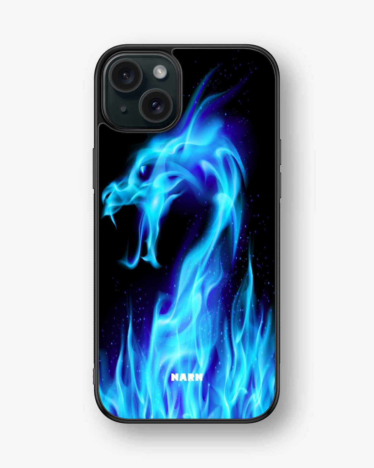 iPhone 15 Plus Hard Case – Blue Flames Dragon - View 1