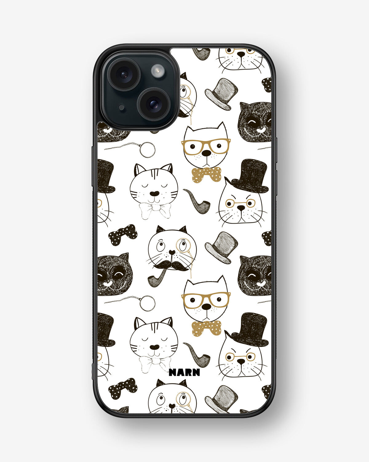 iPhone 15 Plus Hard Case – Cartoon Cats - View 1