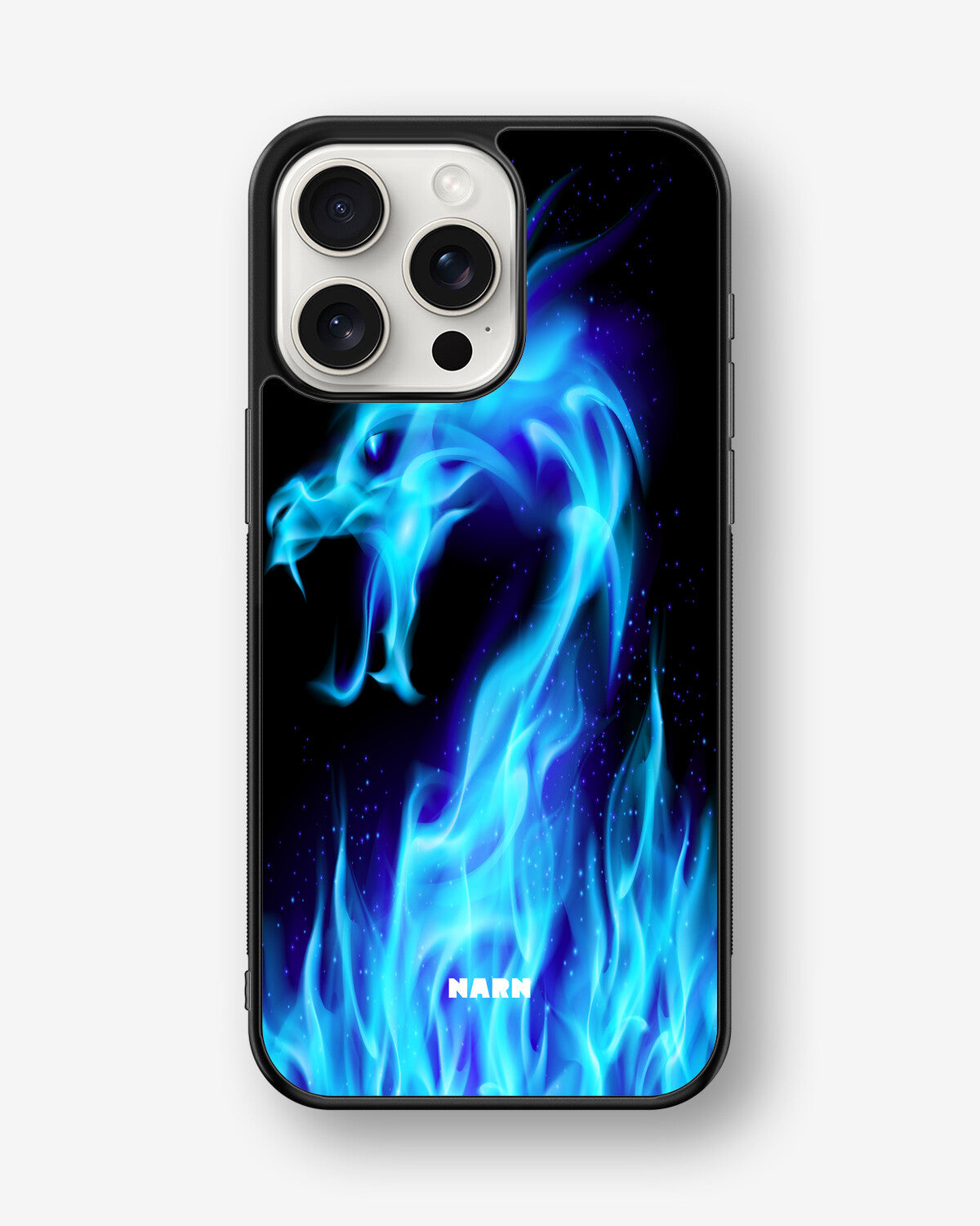 iPhone 15 Pro Max Hard Case – Blue Flames Dragon - View 1