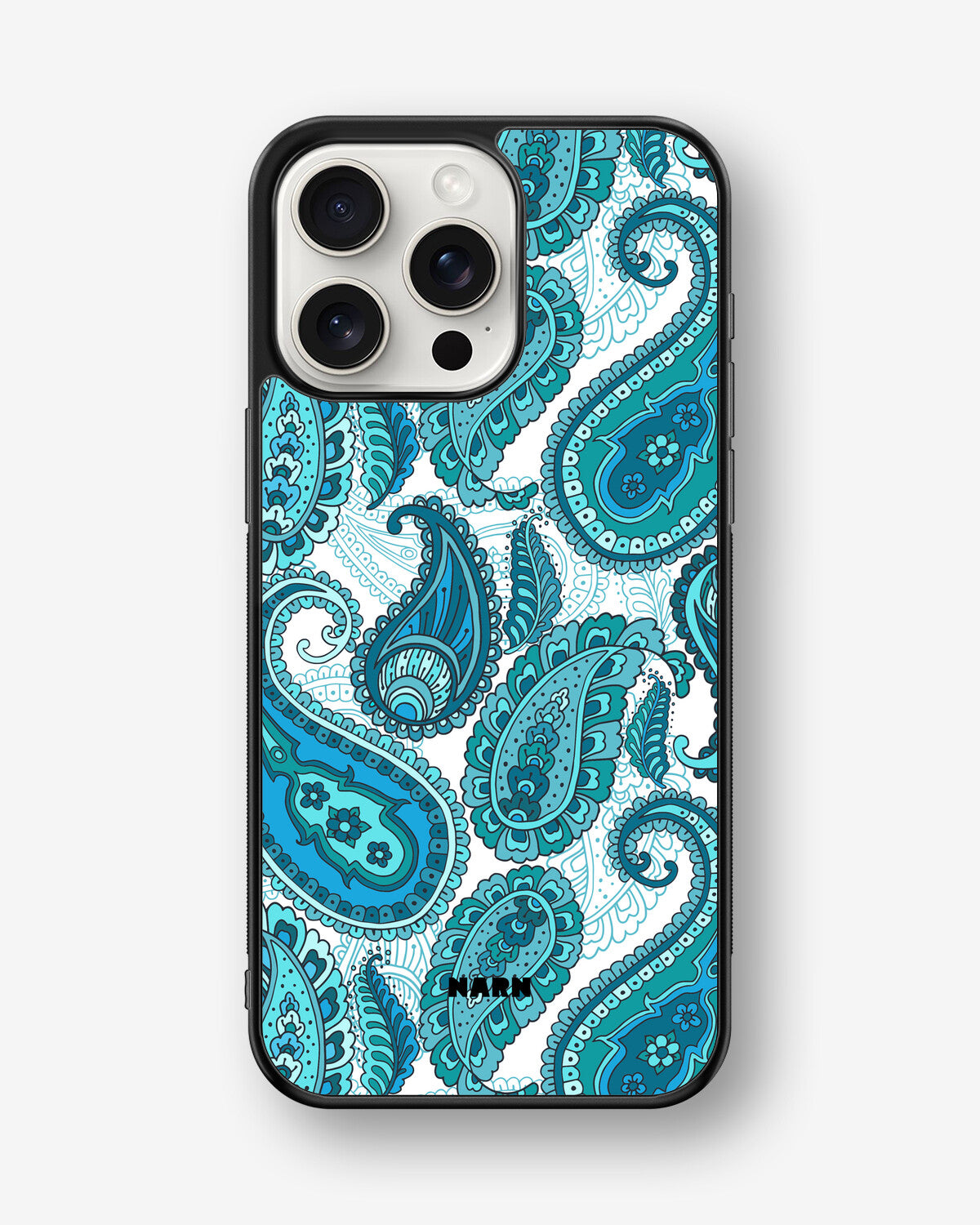 iPhone 15 Pro Max Hard Case – Turquoise Paisley - View 1