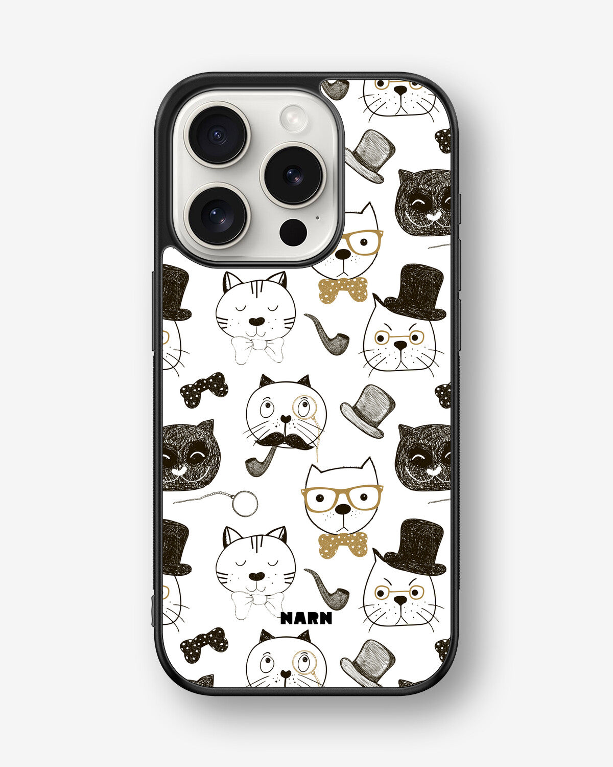 iPhone 15 Pro Hard Case – Cartoon Cats - View 1