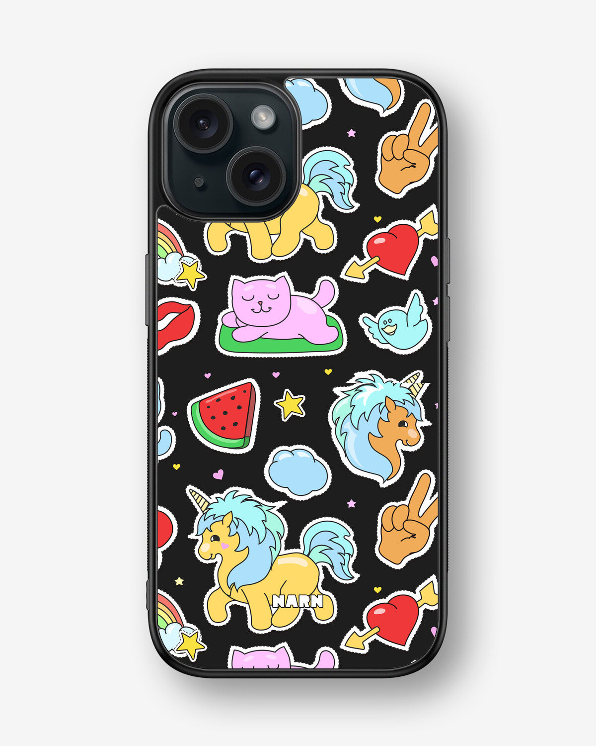 iPhone 15 Hard Case – Cute Stickers - View 1