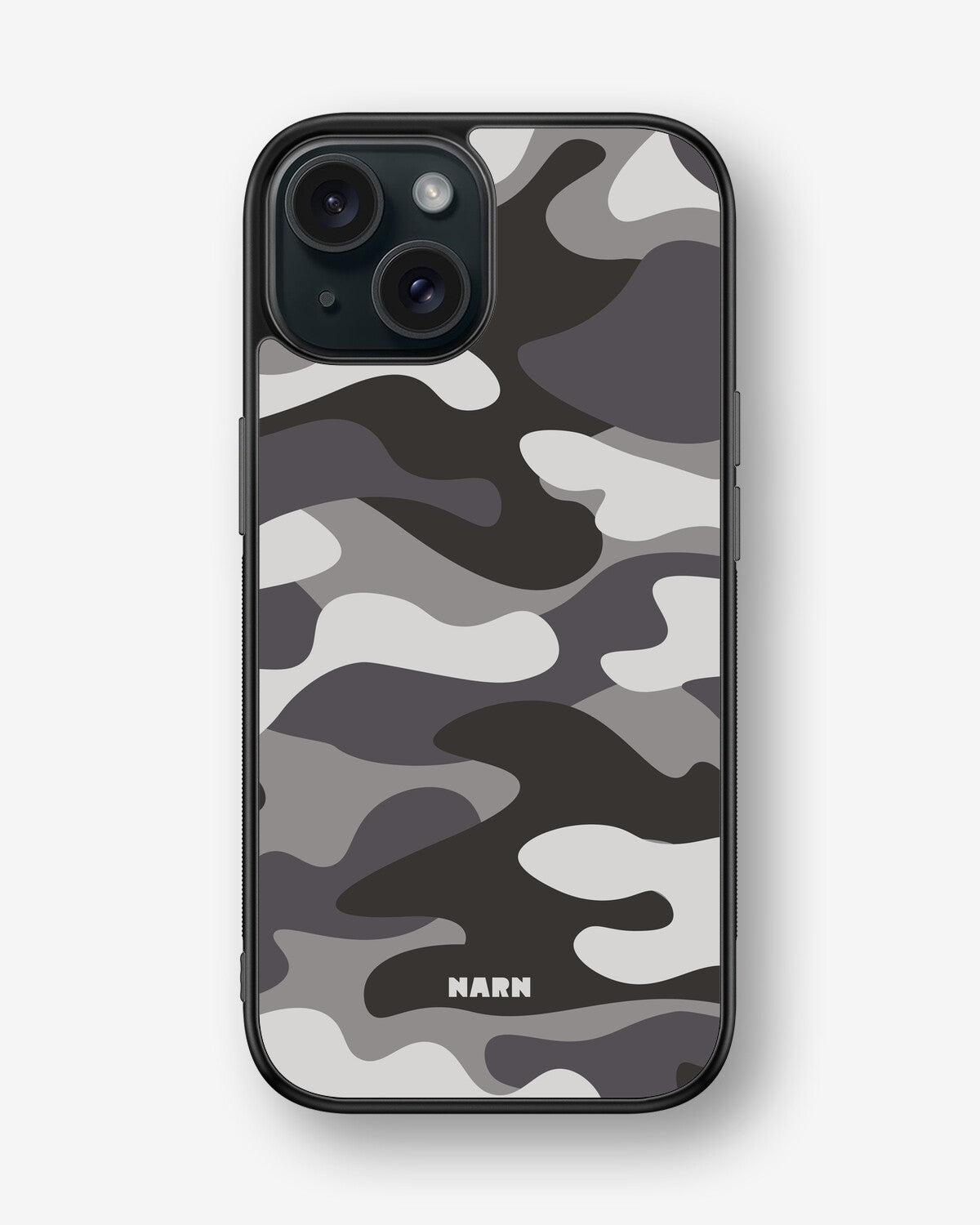 iPhone 15 Hard Case – Grey Camo - View 1