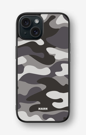 iPhone 15 Hard Case – Grey Camo - View 1