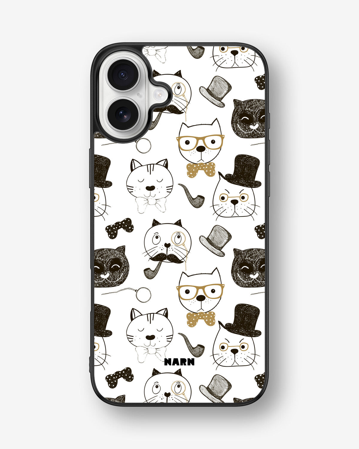 iPhone 16 Plus Hard Case – Cartoon Cats - View 1
