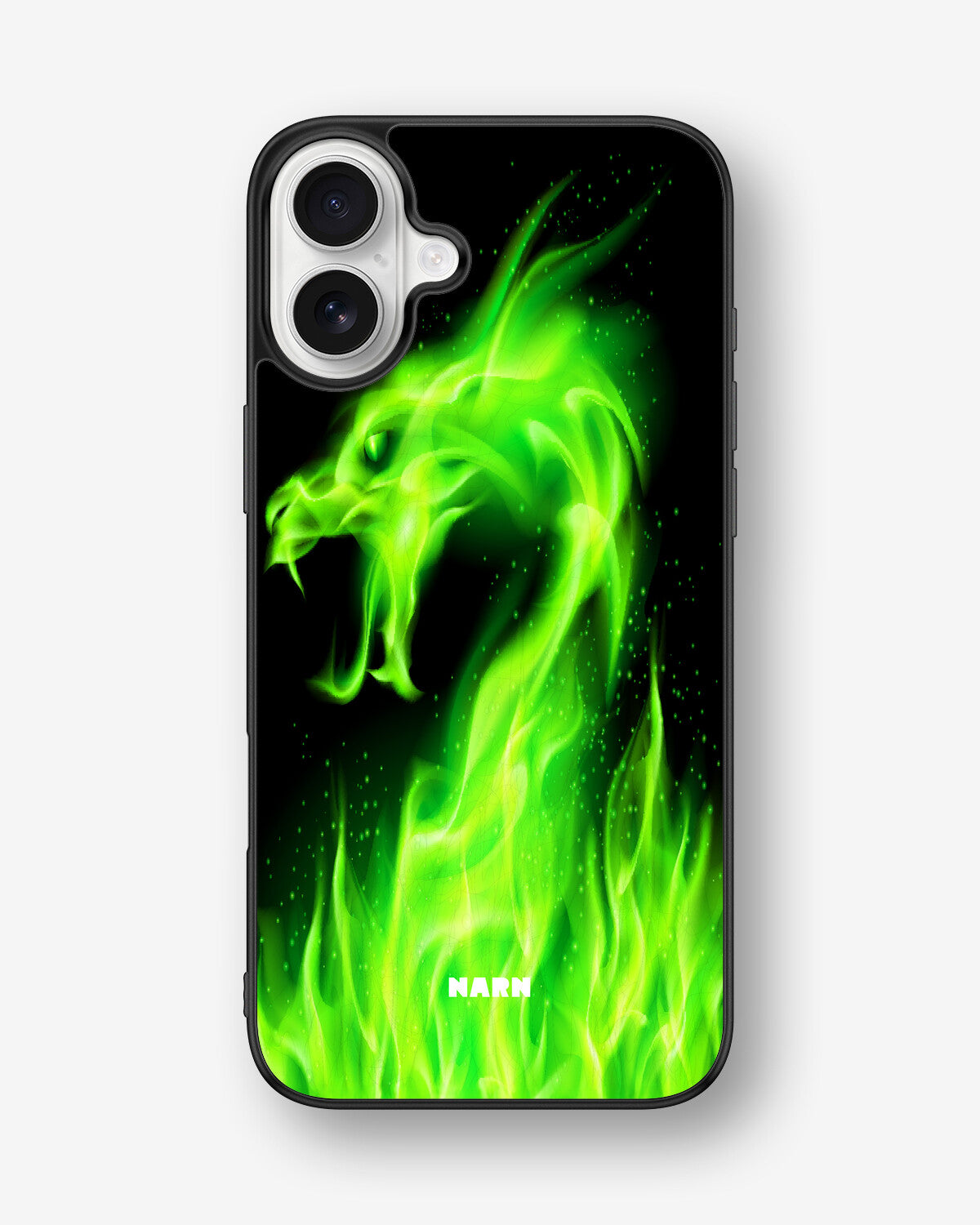 iPhone 16 Plus Hard Case – Green Flames Dragon - View 1