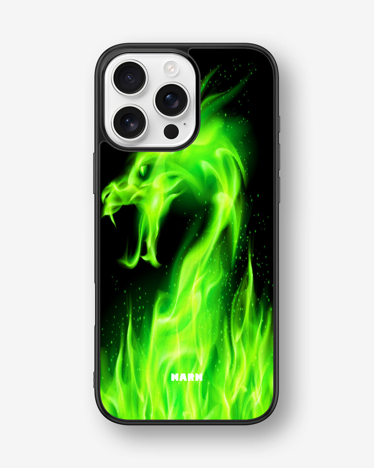 iPhone 16 Pro Max Hard Case – Green Flames Dragon - View 1