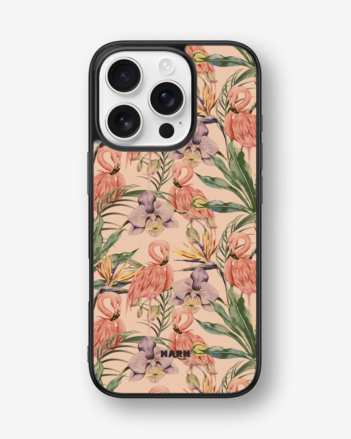 iPhone 16 Pro Hard Case – Flamingos & Flowers - View 1