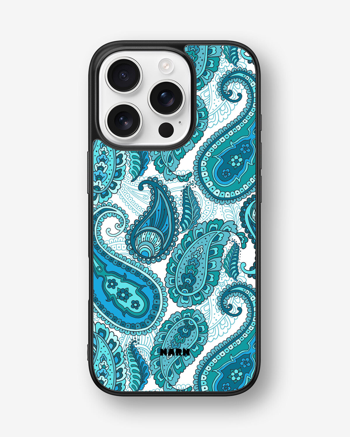 iPhone 16 Pro Hard Case – Turquoise Paisley - View 1