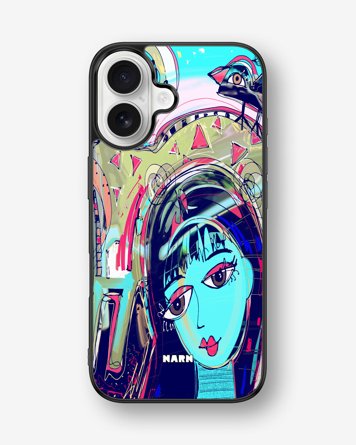 iPhone 16 Hard Case – Abstract Cat - View 1
