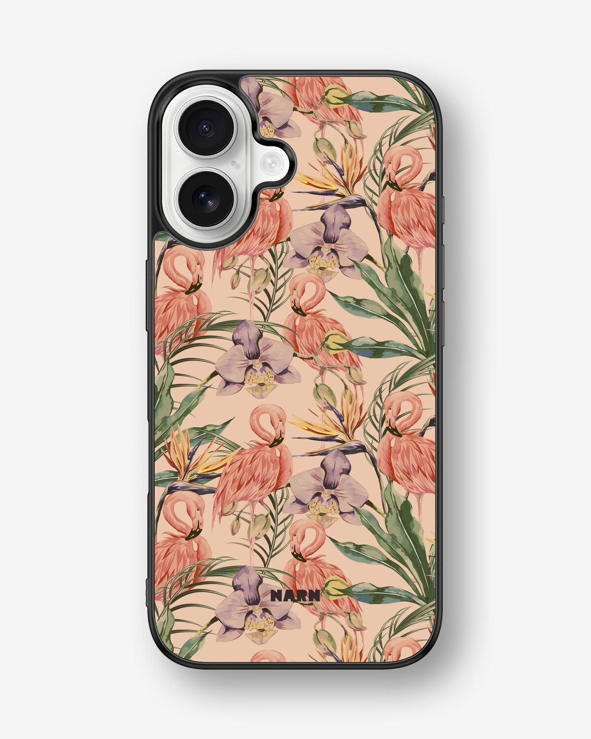 iPhone 16 Hard Case – Flamingos & Flowers - View 1