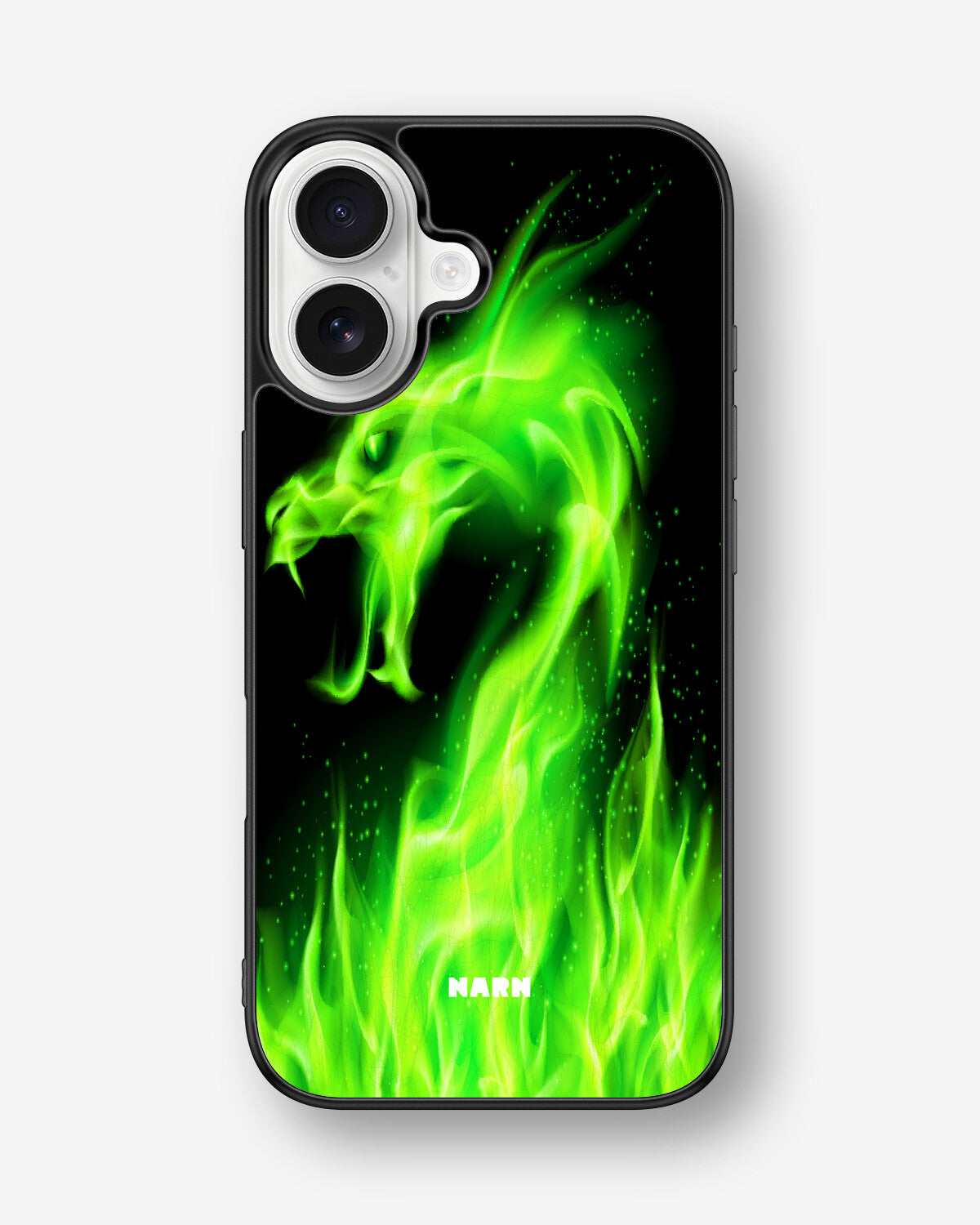 iPhone 16 Hard Case – Green Flames Dragon - View 1