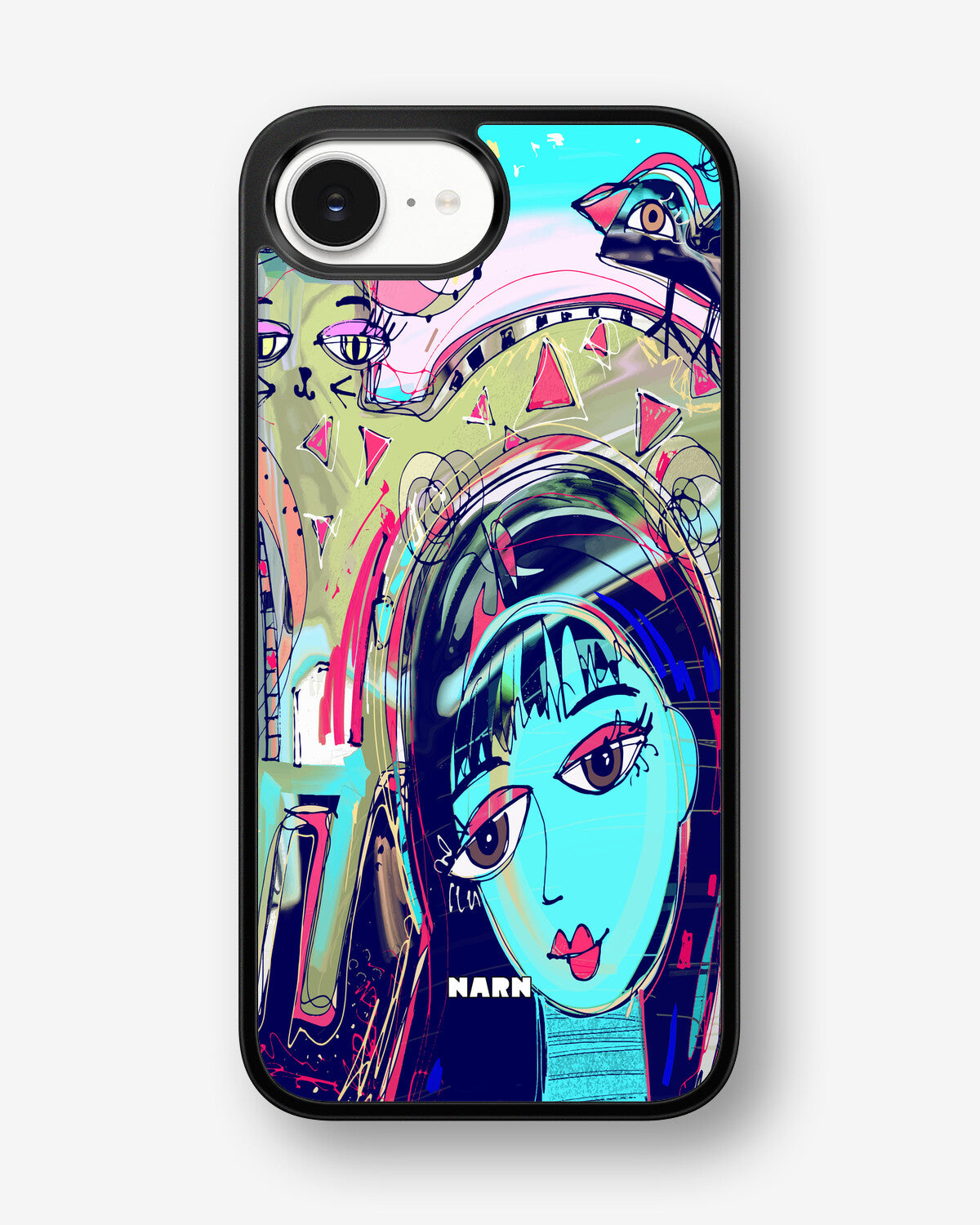 iPhone 16e Hard Case – Abstract Cat - View 1