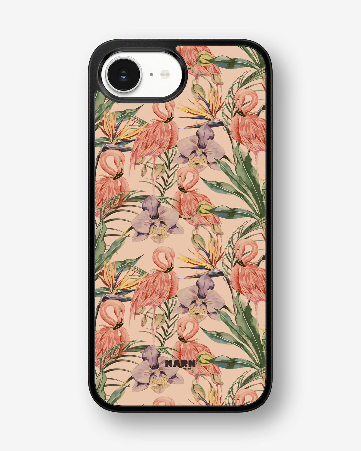 iPhone 16e Hard Case – Flamingos & Flowers - View 1
