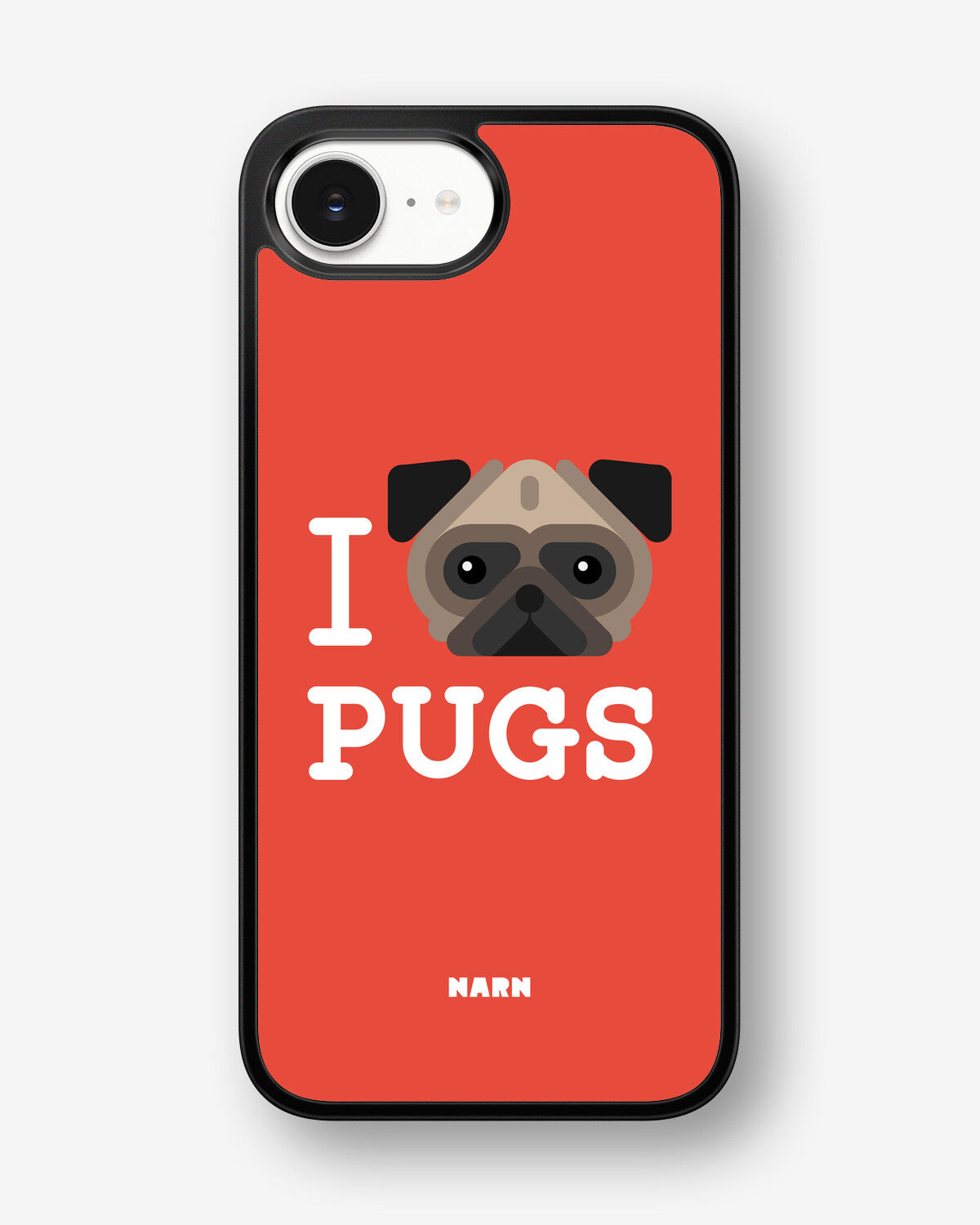 iPhone 16e Hard Case – I Love Pugs - View 1