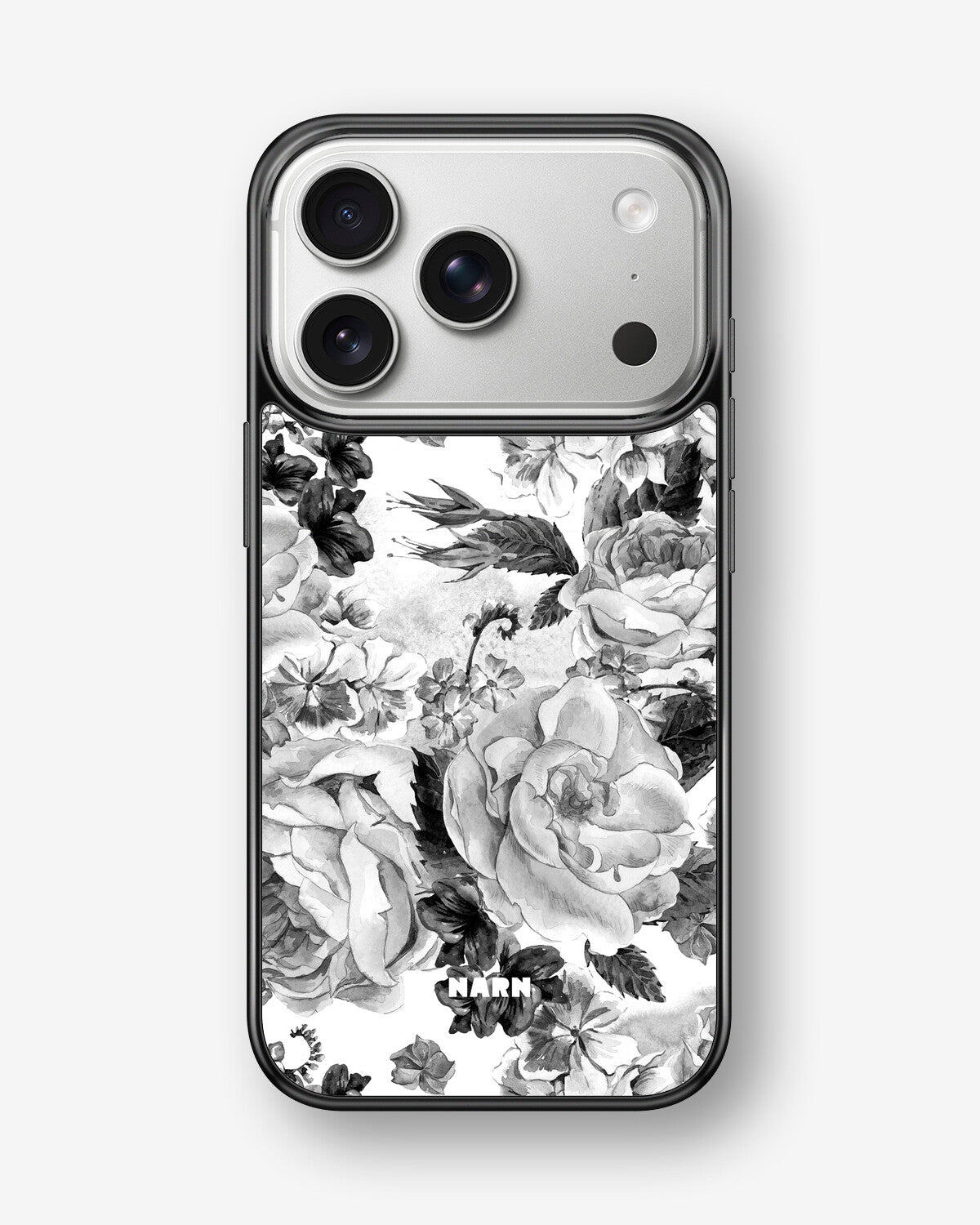 iPhone 17 Pro Max Hard Case – Black & White Bloom - View 1