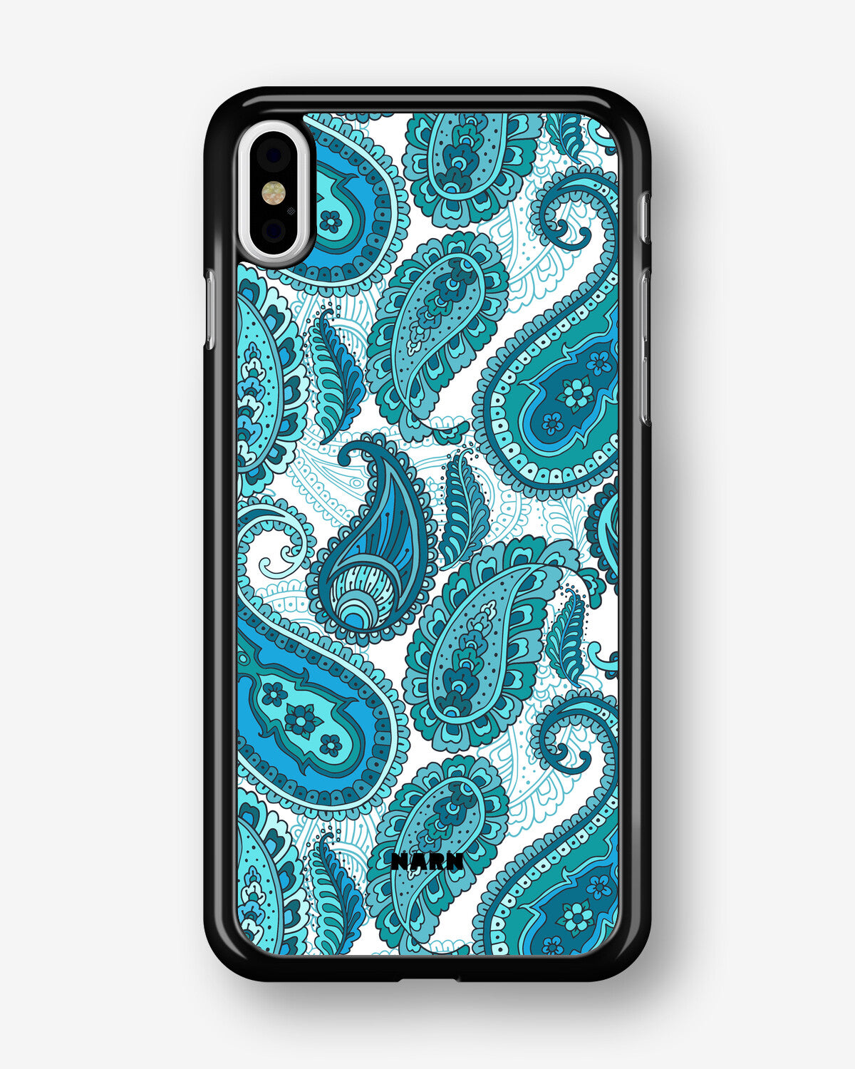 iPhone Xs Max Hard Case – Turquoise Paisley - View 1
