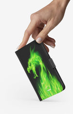Samsung Galaxy A03s Wallet Case - Green Flames Dragon - View 2