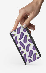 Samsung Galaxy A10 Wallet Case - Eggplant Pattern - View 2