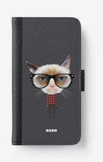Samsung Galaxy A10 Wallet Case - Hipster Cat - View 1