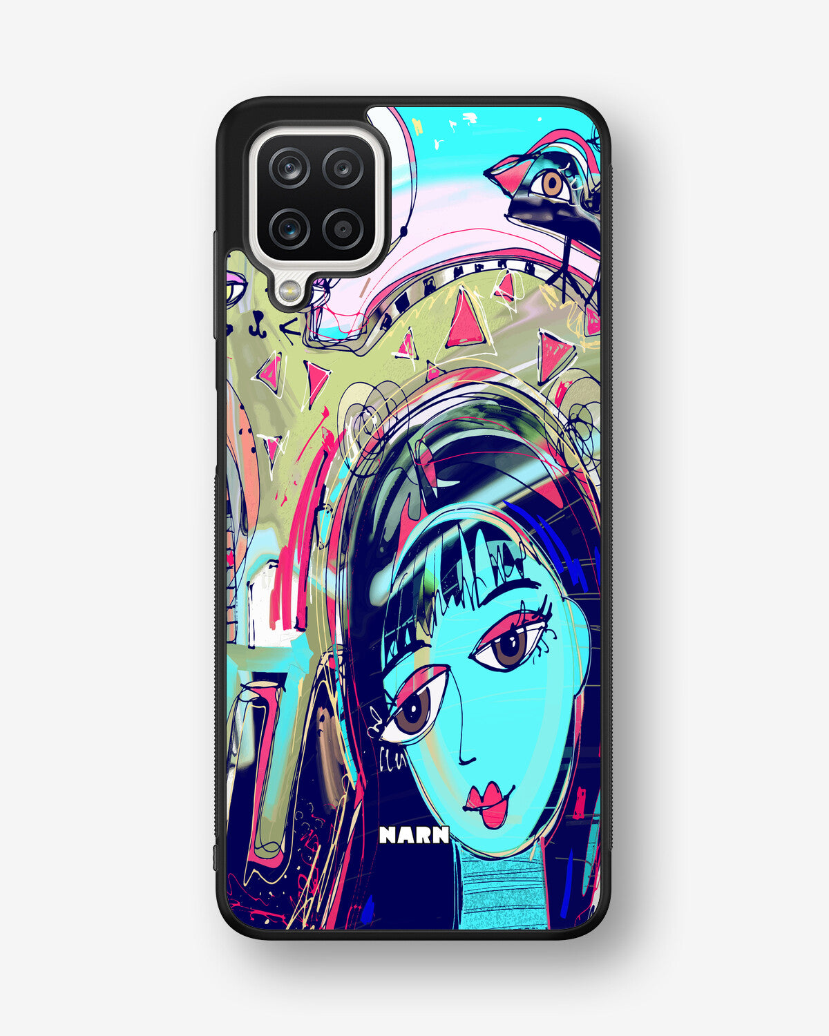 Samsung Galaxy A12 Hard Case – Abstract Cat - View 1