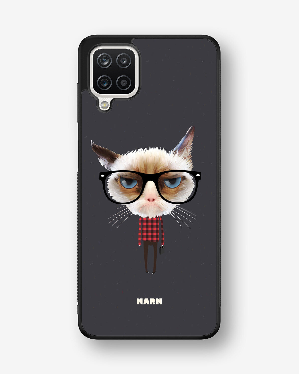 Samsung Galaxy A12 Hard Case – Hipster Cat - View 1