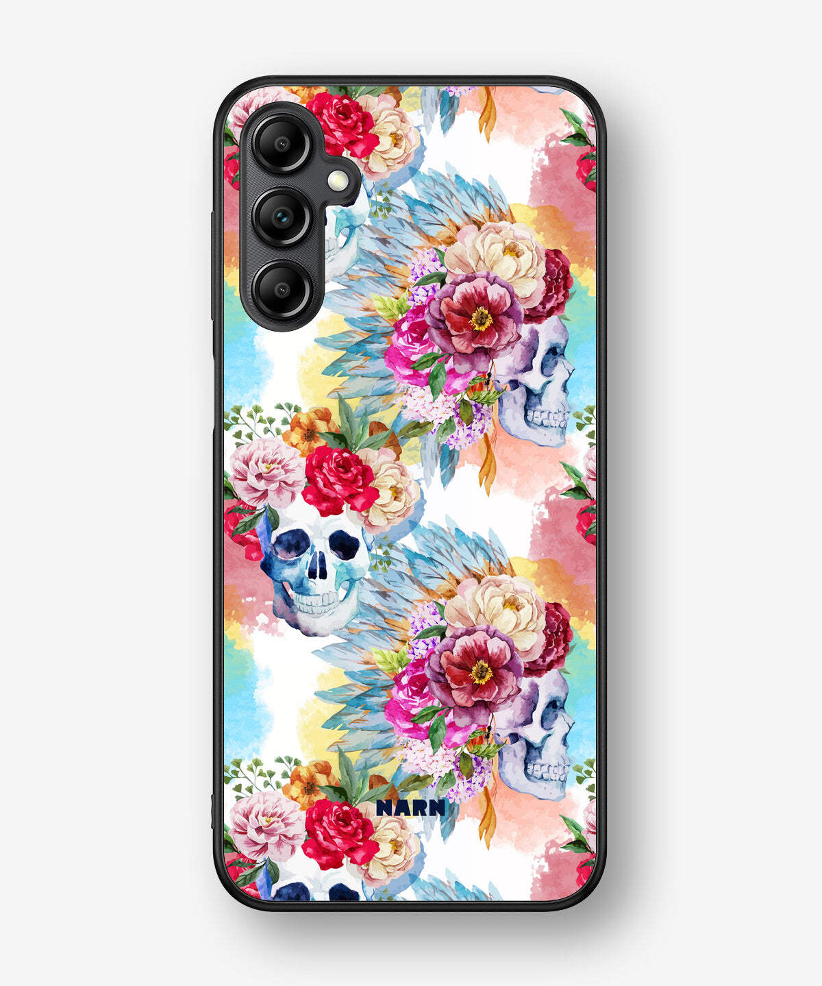 Samsung Galaxy A14 Hard Case – Flowered Skulls - View 1