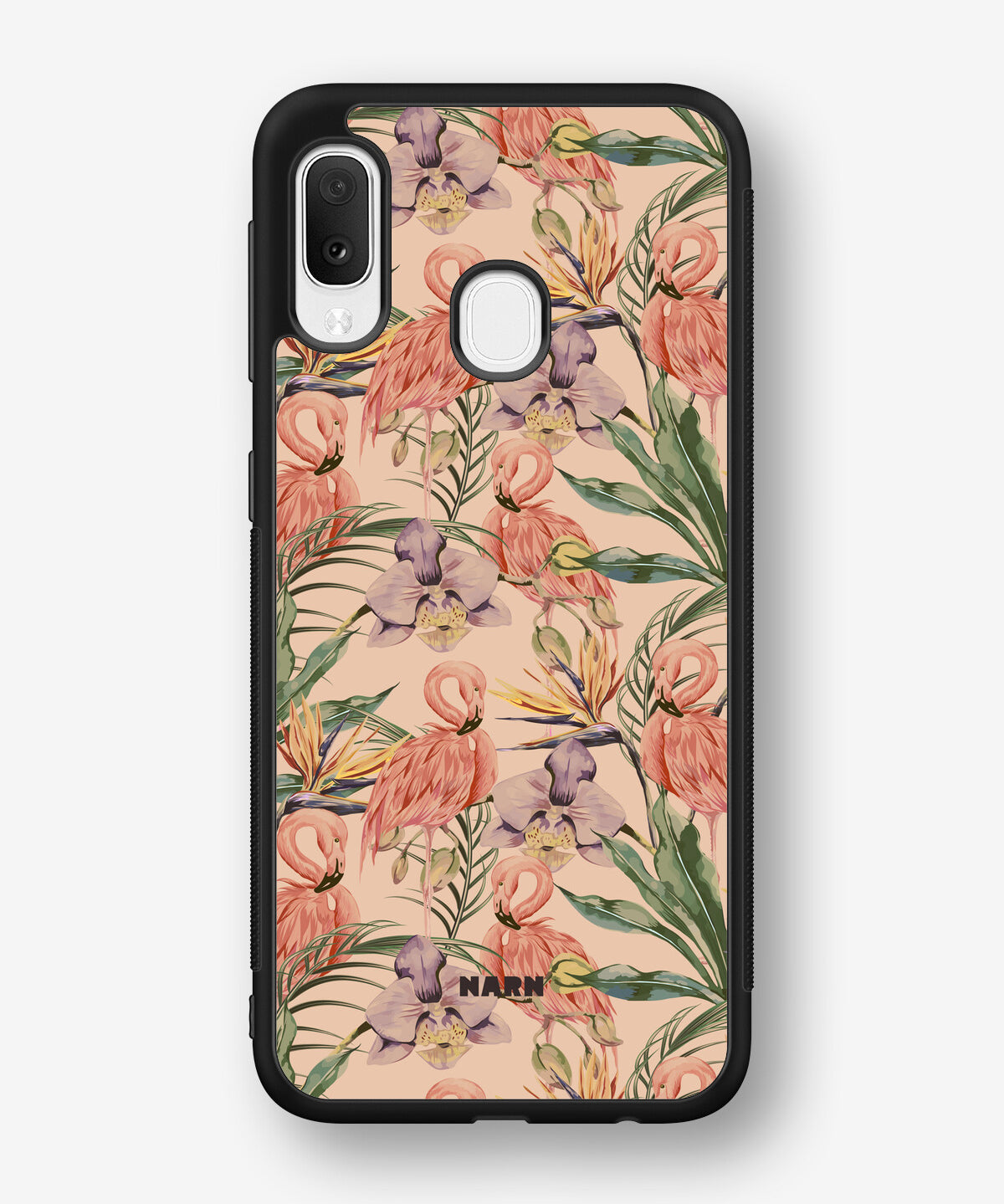 Samsung Galaxy A20e Hard Case – Flamingos & Flowers - View 1