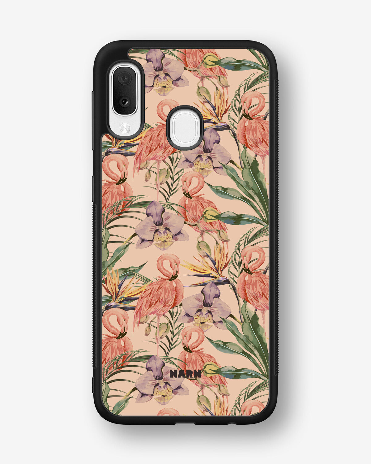 Samsung Galaxy A20e Hard Case – Flamingos & Flowers - View 1