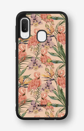 Samsung Galaxy A20e Hard Case – Flamingos & Flowers - View 1
