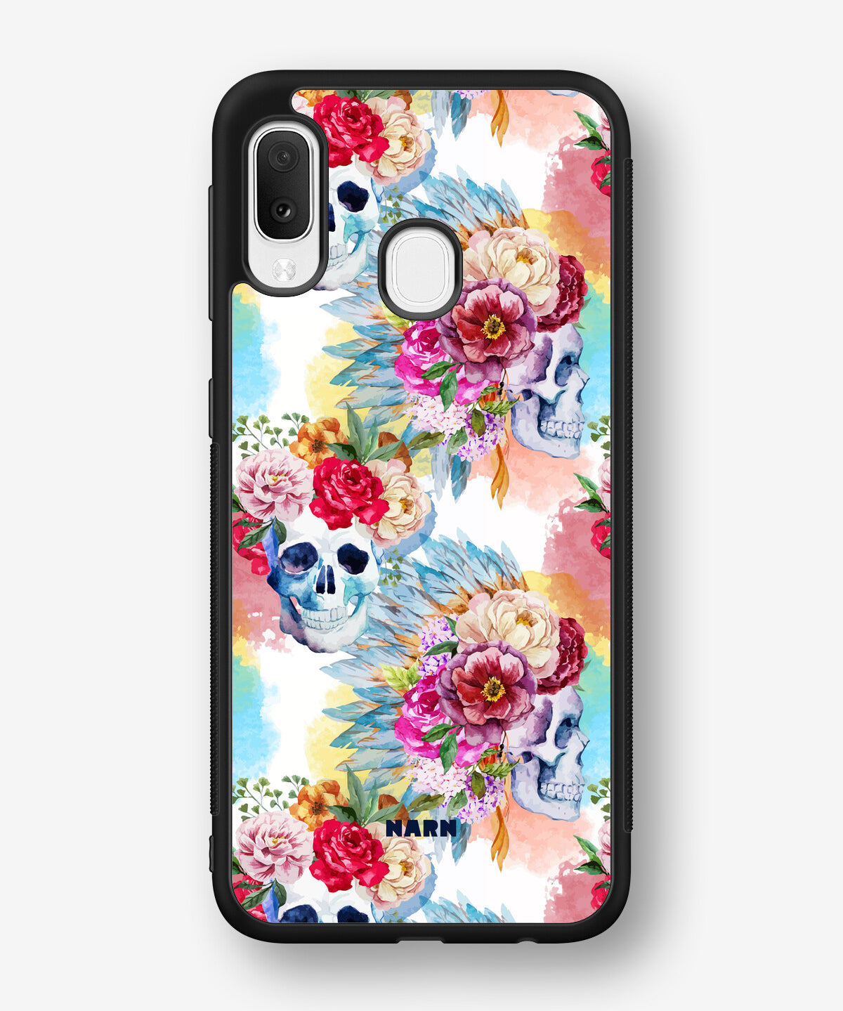 Samsung Galaxy A20e Hard Case – Flowered Skulls - View 1