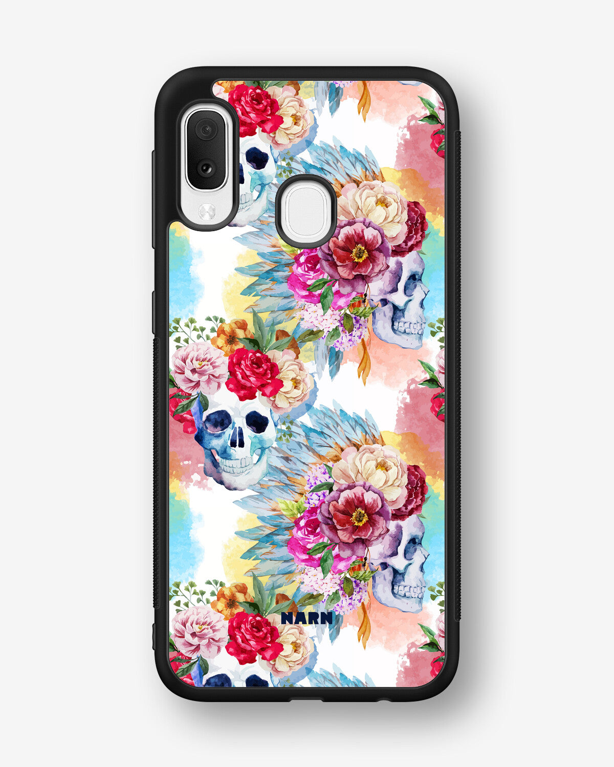 Samsung Galaxy A20e Hard Case – Flowered Skulls - View 1