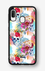 Samsung Galaxy A20e Hard Case – Flowered Skulls - View 1