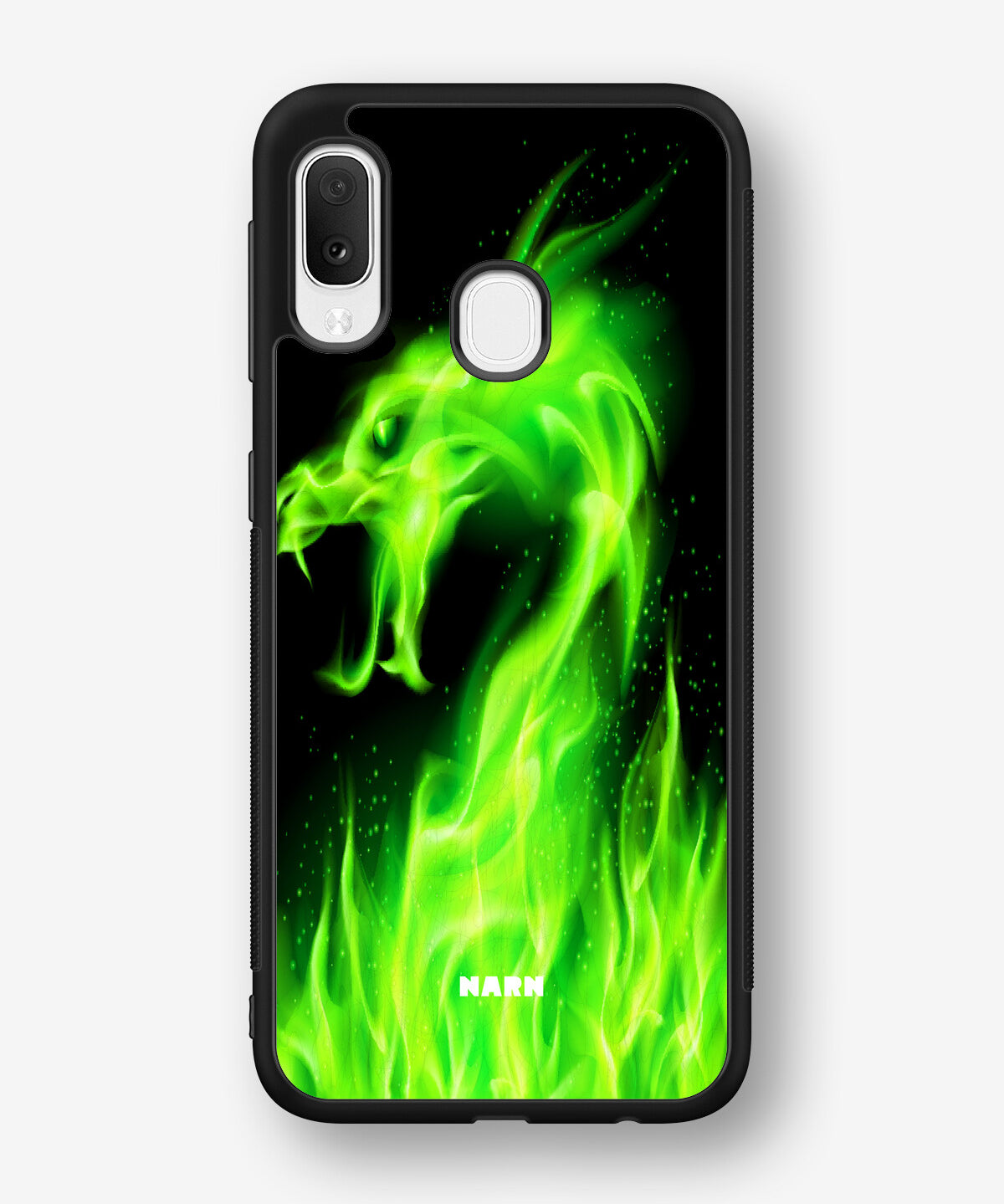 Samsung Galaxy A20e Hard Case – Green Flames Dragon - View 1
